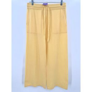 NWT WHITE + WARREN Yellow 100% Cashmere Wide Leg Pants Size Medium M